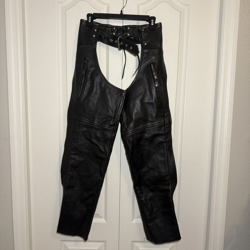 Cyclo Leather Black Leather Motorcycle Chaps XXS